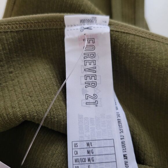 Forever 21 Green Ribbed Seamless Thong Bodysuit Size M/L - Picture 9 of 10